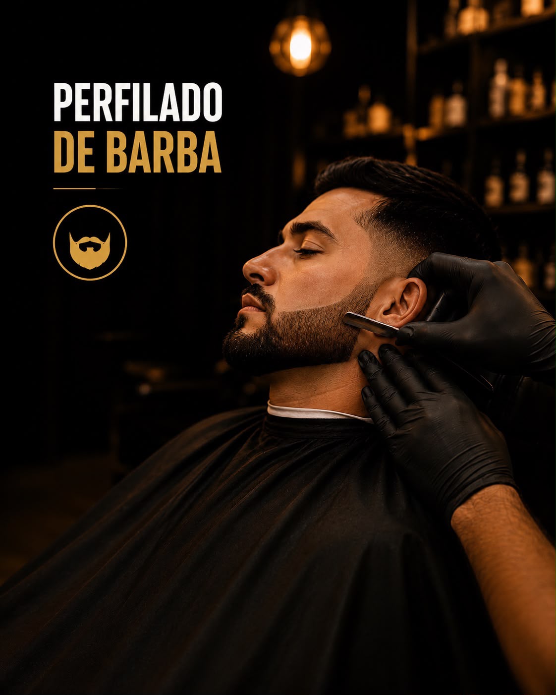 Perfilado del contorno de la barba con navaja.